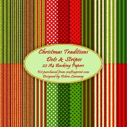 Christmas Traditions Backing Papers Card Backgrounds Dots & Stripes