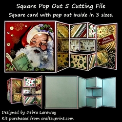 Square Inside Pop Out 5 Card Blank, Cutting File, Template, Tri Shutter, SVG