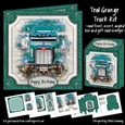 Teal Grunge Truck Kit Male Birthday Cards for Men Trucker