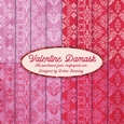 Spring Valentines Day Romance Damask Background Papers Pink Red Princess Backing
