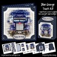 Blue Grunge Truck Semi Lorry Card for Men Kit Trucker Birthday Male