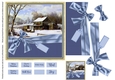 Snow Scene 2 traditional Christmas scene winter cabin and sled easy cut quick decoupage card