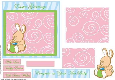 Bunny Pyramid Card, Easter Greetings, Baby Arrival, First Birthday