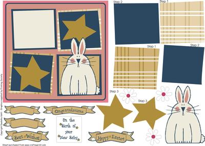 Step by Step Quick Bunny Card, for Easter and Baby Greetings