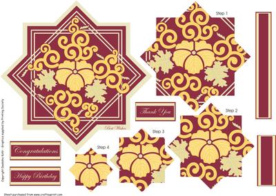 Layered Squares, Oriental Flowers, Pyramid Card