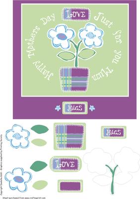 Flower Pot, Mother's Day Deocupage Card.