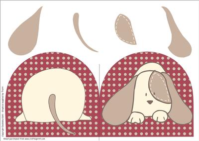 Puppy Dog Shaped Card. Decoupage