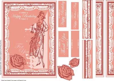 Vintage Style Elegant Lady Lace Card. Peach