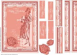 Vintage Style Elegant Lady Lace Card. Peach