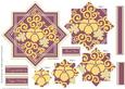 Layered Squares, Oriental Flowers, Pyramid Card. Purple