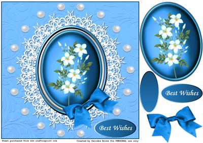 Blue Flower with Pearls