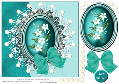 Turquoise Flower with Pearls