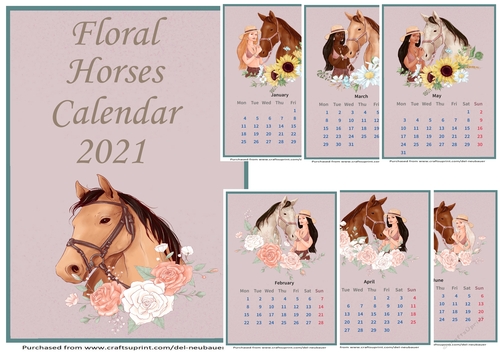 Floral Horses Calendar 2021
