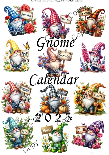 Flower Gnomes Calendar 2025