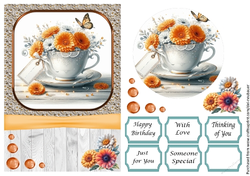 Floral Teacups - Orange Gerbera 5