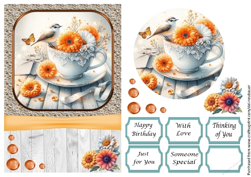 Floral Teacups - Orange Gerbera 8