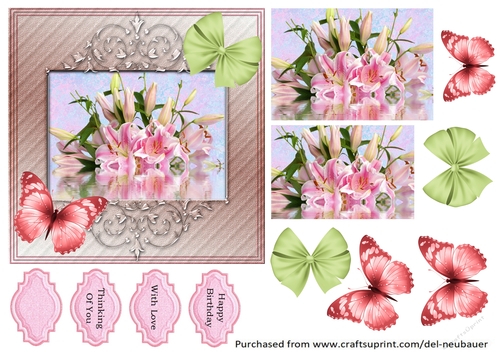 Floral Reflections - Pink Lilies