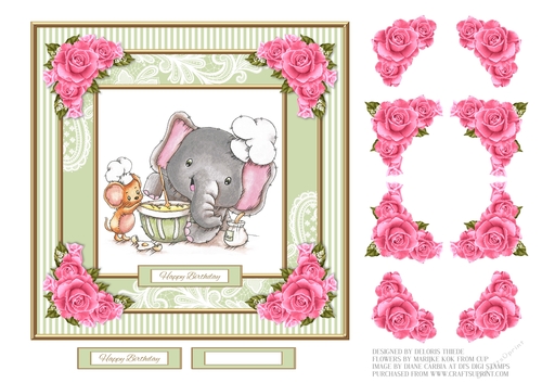 Cute Critters Birthday Topper - Card Three