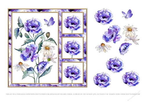 Purple Poppies Card Three