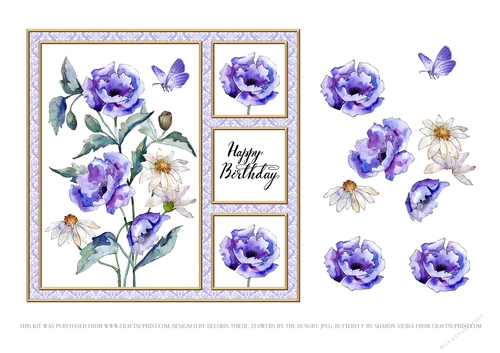 Purple Poppies Card Five