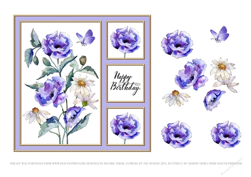 Purple Poppies Card Six