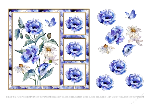 Lovely Blue Poppies - Card One