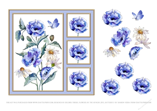Lovely Blue Poppies - Card Two