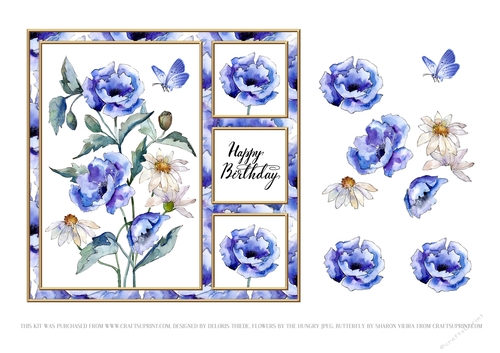Lovely Blue Poppies - Card Four