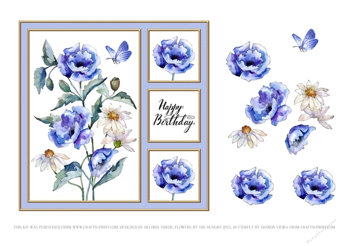 Lovely Blue Poppies - Card Five