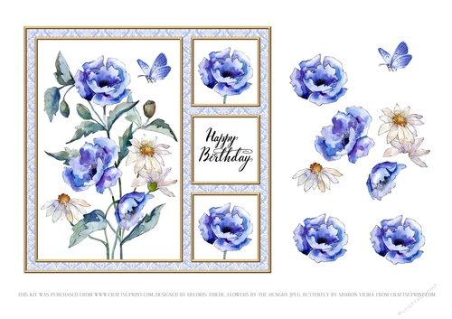 Lovely Blue Poppies - Card Six