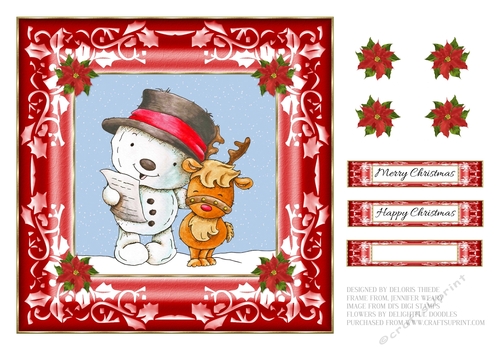 Cute Caroling Snowman And His Reindeer Pal