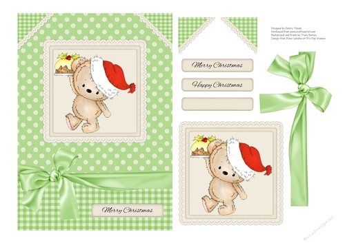 Cute Little Santa Bear Topper (Card Two)