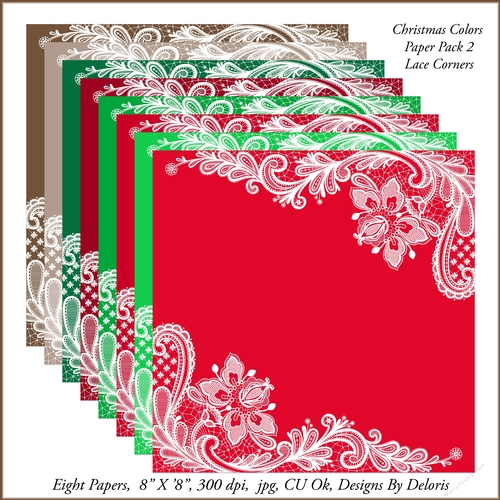 Lace Corners Paper Pack 2 (Christmas Colors)