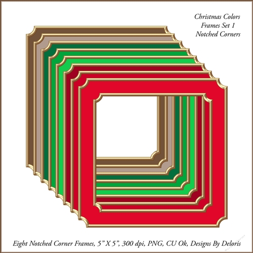 Notched Corners Frames Set 1 (Christmas Colors)