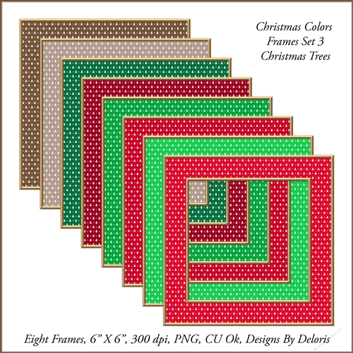 Christmas Tree Frames Set 3 (Christmas Colors)