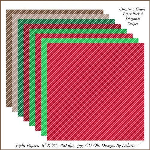 Diagonal Stripes Paper Pack 4 (Christmas Colors)