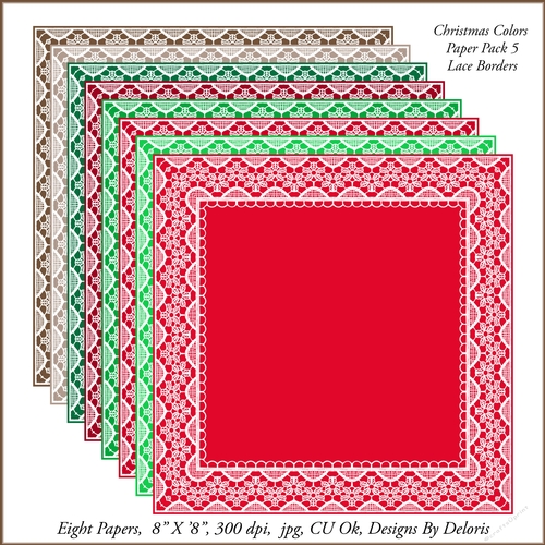 Lace Borders Paper Pack 5 (Christmas Colors)
