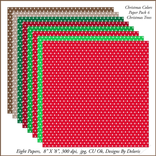 Christmas Trees Paper Pack 6 (Christmas Colors)