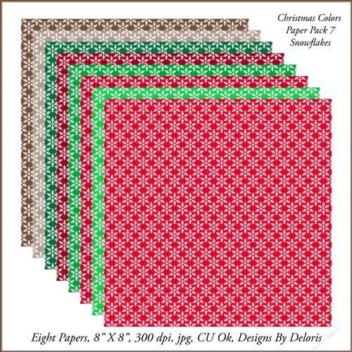 Snowflakes Paper Pack 7 (Christmas Colors)