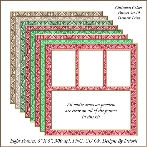 Damask Frames Set 14 (Christmas Colors)