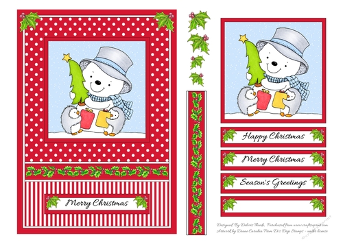 Cute Little Snowman With His Penguin Pals