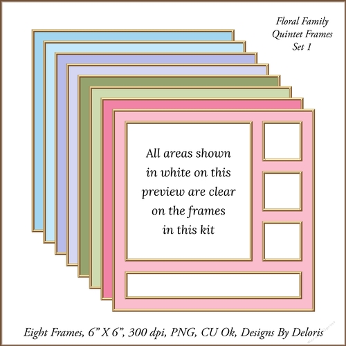 Quintet Frames Set 1 (Floral Family Color Palette)