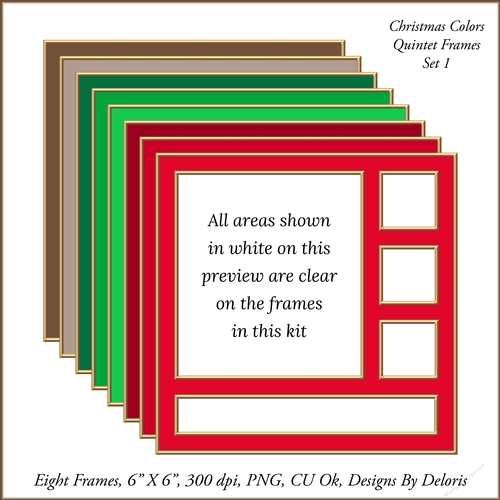 Quintet Frames Set 1 (Christmas Colors Palette)