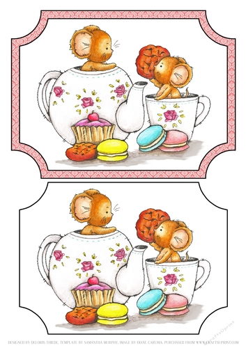 Teapot Cuties - Notched Corners Topper (Pink)