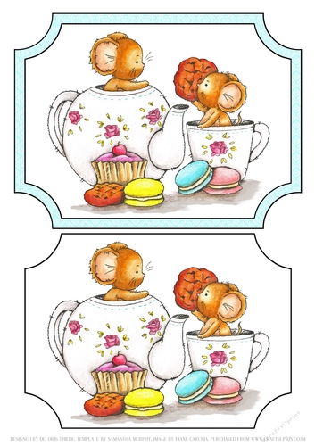 Teapot Cuties - Notched Corners Topper (Blue)