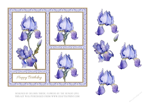 Lovely Watercolor Iris Topper # 1
