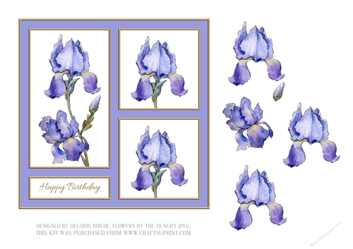 Lovely Watercolor Iris Topper # 2