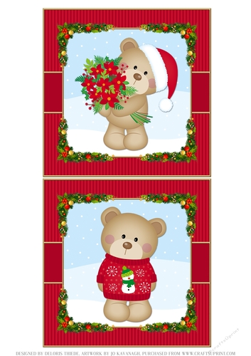 Cute Teddy Bear Holiday Toppers (Set Four)