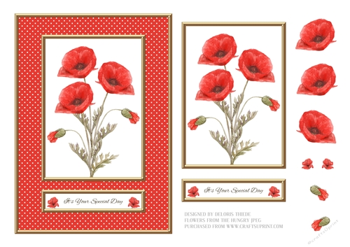 Lovely Watercolor Poppies (Red)