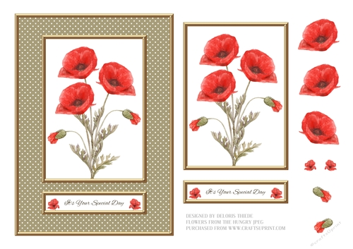 Lovely Watercolor Poppies (Green)